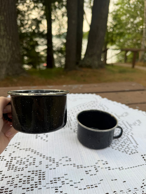 Black Speckled Camping Mugs