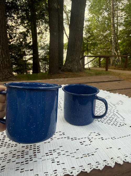 Blue Speckled Camping Mugs