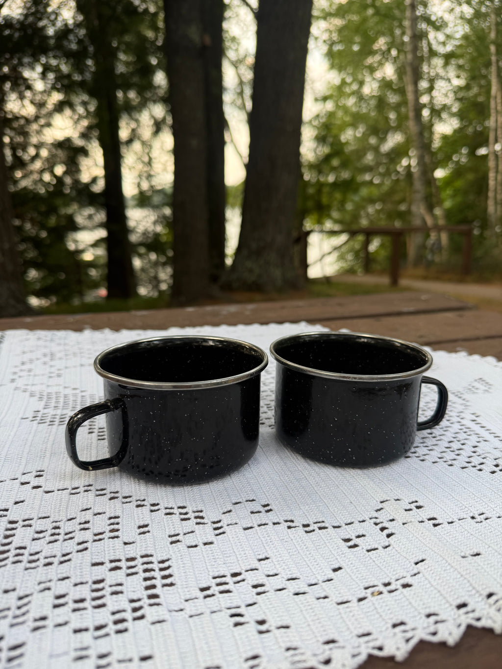 Black Speckled Camping Mugs
