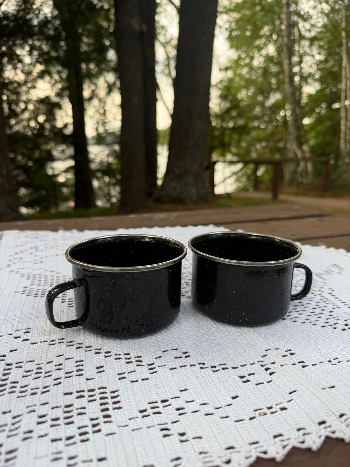 Black Speckled Camping Mugs