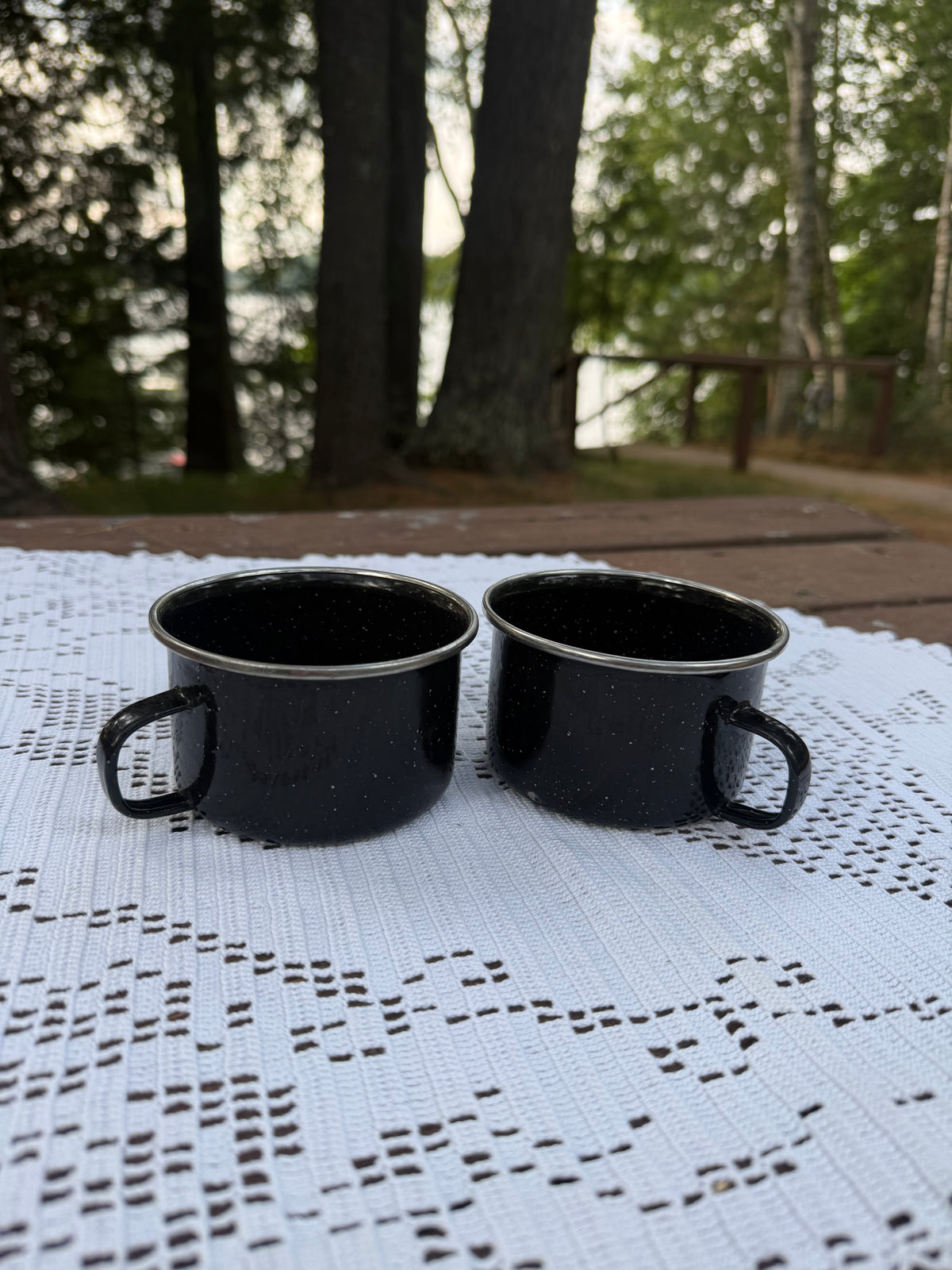 Black Speckled Camping Mugs